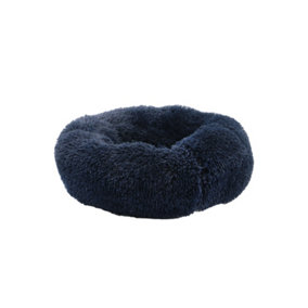 Ancol Navy Super Plush Donut Dog Bed Soft Machine Washable Warm Non Slip Fluffy Pet Puppy Cushion 50cm