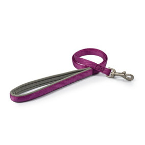 Ancol Padded Soft Breathable Weatherproof Nylon Purple Dog Lead Pet Leash Accessory, 1m x 12mm