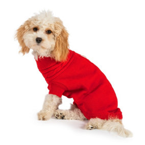 Ancol Red Cable Knit Thick Woollen Dog Jumper Warm Machine Washable Pet Puppy Sweater XL