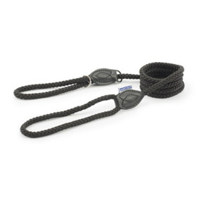 Ancol Rope Slip & Control Black Dog Lead Flexible Weatherproof Pet Puppy Leash 1.5mx8mm