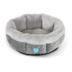 Ancol Small Bite Stuffed Comfortable Blue Dog Donut Bed Puppy Kennel Pet Cushion Pad, 50cm
