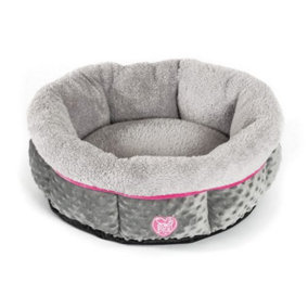 Ancol Small Bite Stuffed Comfortable Pink Dog Donut Bed Puppy Kennel Pet Cushion Pad, 50cm