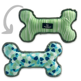 Ancol Stripe Leaf Patterned Reversible Cuddly Plush Dog Puppy Pet Bone Toy 28cm