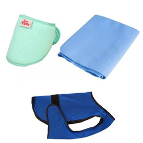 Ancol Summer Comfortable Portable Antibacterial Blue Pet Cooling Coat Animal Jacket, Large