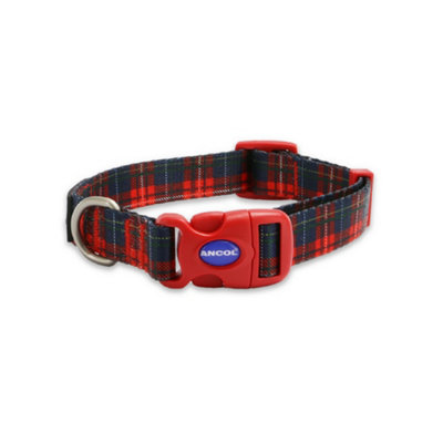 Ancol Tartan Patterned Round Dog Collar Secure Fit Soft Comfortable Stylish Pet Puppy Leash Medium