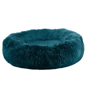 Ancol Teal Super Plush Donut Dog Bed Soft Machine Washable Warm Non Slip Fluffy Pet Puppy Cushion 100cm