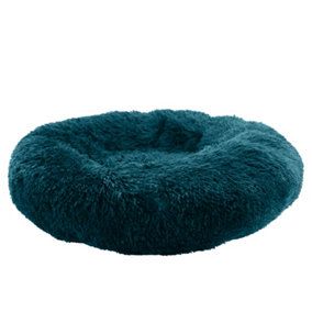 Ancol Teal Super Plush Donut Dog Bed Soft Machine Washable Warm Non Slip Fluffy Pet Puppy Cushion 70cm