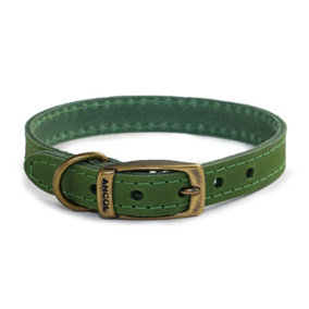 Ancol Timberwolf Comfortable Durable Leather Green Dog Collar Pet Training Accessory 28-36 cm, Size 3