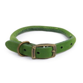 Ancol Timberwolf Comfortable Durable Leather Green Round Dog Collar Pet Training Accessory 35-43 cm, Size 4