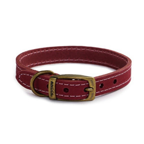 Ancol Timberwolf Comfortable Durable Leather Raspberry Dog Collar Pet Training Accessory 20-26 cm, Size 1