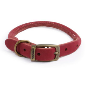 Ancol Timberwolf Comfortable Durable Leather Raspberry Round Dog Collar Pet Training Accessory 50-59 cm, Size 7