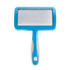 Ancol Universal Safe Curly Short Long Pet Coat Blue Slicker Animal Hair Grooming Brush, Large