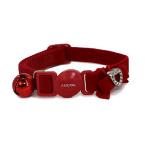 Ancol Velvet Heart Comfortable Durable Safe Red Cat Collar Kitten Pet Training Accessory