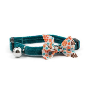 Ancol Vintage Bow Safety Cat Collar, Teal