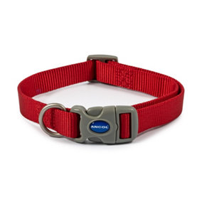 Ancol Viva Adjustable Quick Fit Lightweight Weatherproof Red Collar Pet Training Accessory 30-50 cm, Size 2-5
