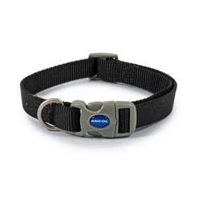 Ancol Viva Adjustable Quick Fit Weatherproof Black Collar Pet Training Accessory 30-50 cm, Size 2-5
