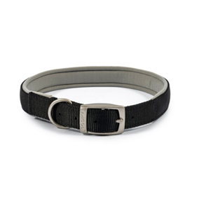 Ancol Viva Padded Soft Touch Weatherproof Walking Black Buckle Collar Pet Accessory 45-54 cm, Size 6