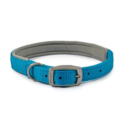 Ancol Viva Padded Soft Touch Weatherproof Walking Blue Buckle Collar Pet Accessory 39-48 cm, Size 5