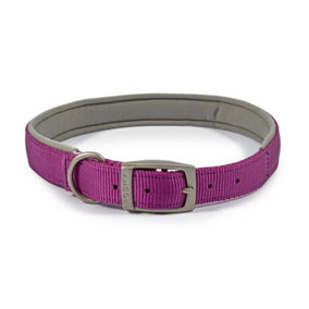 Ancol Viva Padded Soft Touch Weatherproof Walking Purple Buckle Collar Pet Accessory 45-54 cm, Size 6