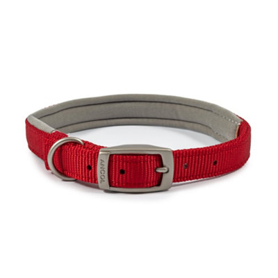 Ancol Viva Padded Soft Touch Weatherproof Walking Red Buckle Collar Pet Accessory 55-63 cm, Size 8