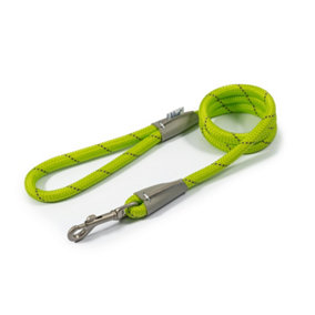 Ancol Viva Reflective Rope and Real Leather Lime Slip Lead Pet Leash Training Accessory, 107 x 1.2cm