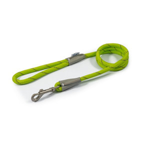 Ancol Viva Reflective Rope and Real Leather Lime Slip Lead Pet Leash Training Accessory, 107 x 1cm