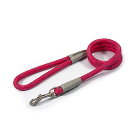 Ancol Viva Reflective Rope and Real Leather Pink Slip Lead Pet Leash Training Accessory, 107 x 1.2cm