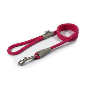Ancol Viva Reflective Rope and Real Leather Pink Slip Lead Pet Leash Training Accessory, 107 x 1cm