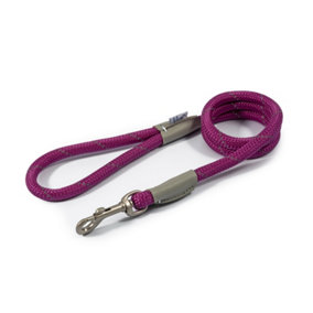 Ancol Viva Reflective Rope and Real Leather Purple Slip Lead Pet Leash Training Accessory, 107 x 1.2cm
