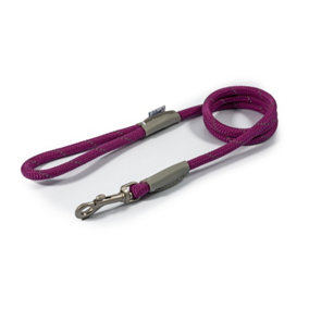 Ancol Viva Reflective Rope and Real Leather Purple Slip Lead Pet Leash Training Accessory, 107 x 1cm