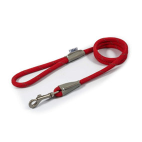 Ancol Viva Reflective Rope And Real Leather Snap Lead 107 X 1.0Cm. Red