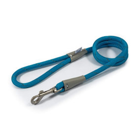 Ancol Viva Reflective Rope And Real Leather Snap Lead 107 X 1.2Cm. Blue