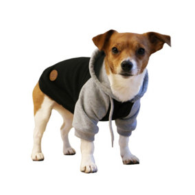 Ancol Winter Warm Comfortable Black & Grey Dog Hoodie Jumper Pet Animal Clothing Hoodie, XLarge