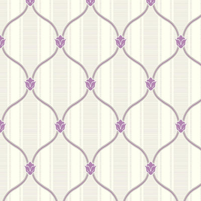 Anderson Prints Floral Trellis Lilac Wallpaper Acrylic Coated Feature Wall