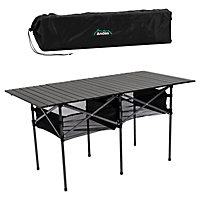 Andes 140 x 70cm Roll-Top Camping Table with Mesh Shelf