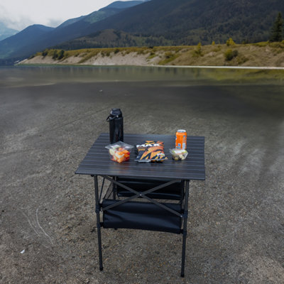 Andes 70cm Portable Aluminium Roll-Top Camping Dining Table with