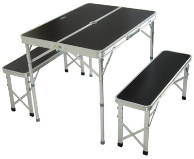 Andes Folding Camping Picnic Table - BLACK
