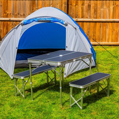 Andes Folding Camping Picnic Table - BLACK