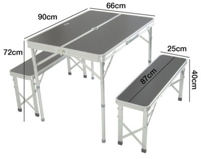 Andes Folding Camping Picnic Table - BLACK