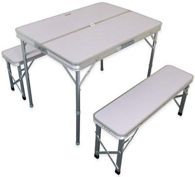 Andes Folding Camping Picnic Table - WHITE