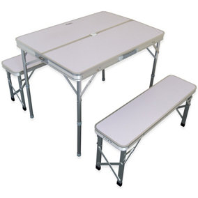 Andes Folding Camping Picnic Table - WHITE