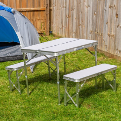 Andes Folding Camping Picnic Table - WHITE
