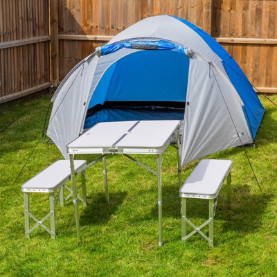Andes Folding Camping Picnic Table - WHITE
