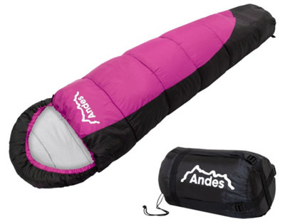 Andes Pichu 300 Childrens Sleeping Bag - PINK/BLACK