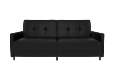 Andora sprung sofa bed in faux leather black
