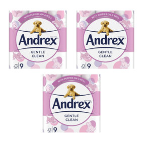 Andrex Gentle Clean Toilet Tissue 9 Rolls Pack Of 3