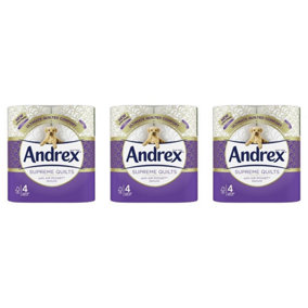 Andrex Supreme Quilts Quilted Toilet Paper 4Roll Pack Of 3