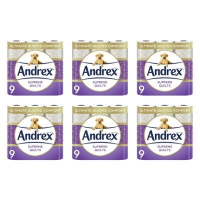 Andrex Supreme Quilts Toilet Tissue, 9 Rolls Pack Of 6 | DIY at B&Q