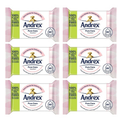 Andrex Toilet Tissue Pure Care Washlets Moist 36 Wipes x 6 | DIY at B&Q