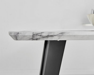 Andria Marble Effect Black Leg 6 Seater Dining Table For Luxury Modern ...
